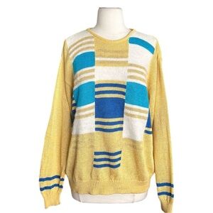 Vintage MALINA WONG Sweater 80s Angora Metallic Eclectic Grandma Colorful